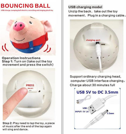 Active Moving Plush Toy Smart Interactive Toy USB Rechargeable Washable 120 Music