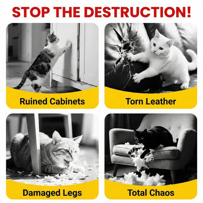【Buy 1, Get Free Toy Mouse!】Cute Cat Scratcher Mat Kawaii Wall Protector Self-Adhesive Felt Scratch Pad for Indoor Cats