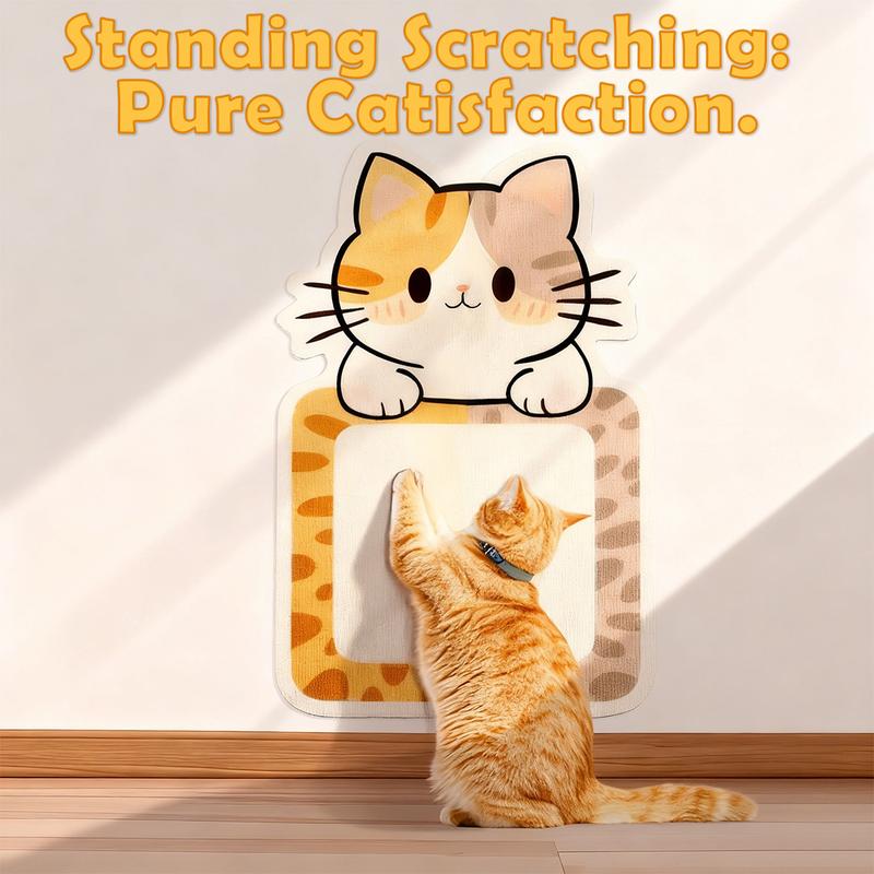 【Buy 1, Get Free Toy Mouse!】Cute Cat Scratcher Mat Kawaii Wall Protector Self-Adhesive Felt Scratch Pad for Indoor Cats
