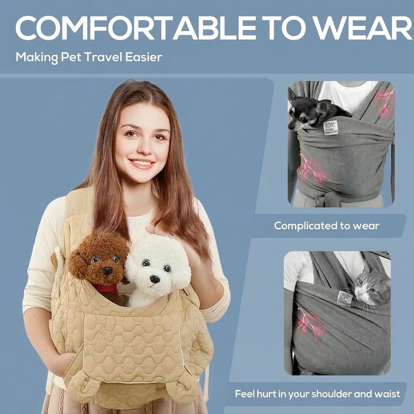 Adjustable front-facing pet travel backpack with removable bottom safety device, suitable for cats, dogs, and rabbits. Ideal for travel, camping, and hiking