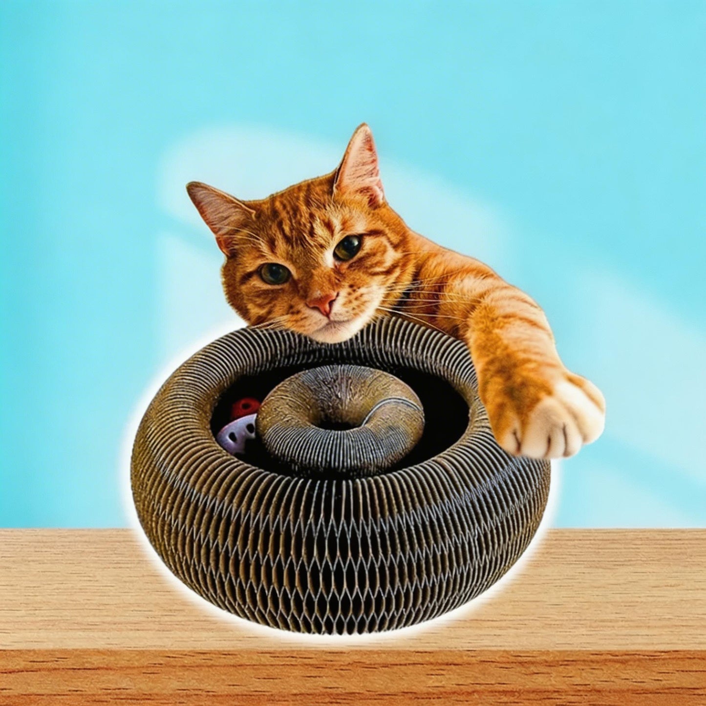 Interactive Cat Scratcher with Ball Track – Shape-Shifting Endless Rolling Toy for Indoor Cats Mental & Physical Stimulation