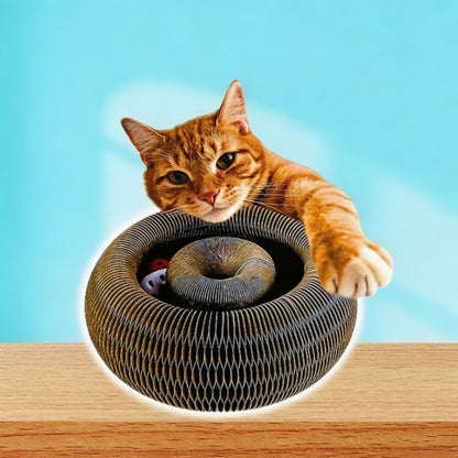 Interactive Cat Scratcher with Ball Track – Shape-Shifting Endless Rolling Toy for Indoor Cats Mental & Physical Stimulation