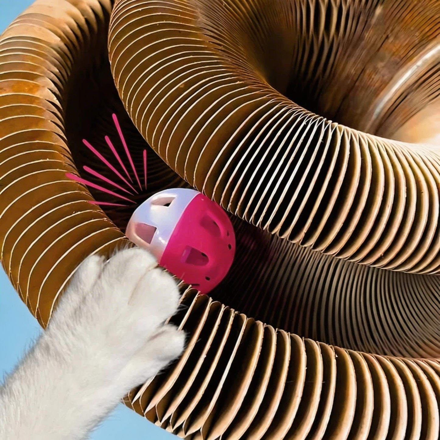 Interactive Cat Scratcher with Ball Track – Shape-Shifting Endless Rolling Toy for Indoor Cats Mental & Physical Stimulation