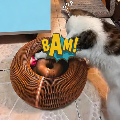 Interactive Cat Scratcher with Ball Track – Shape-Shifting Endless Rolling Toy for Indoor Cats Mental & Physical Stimulation