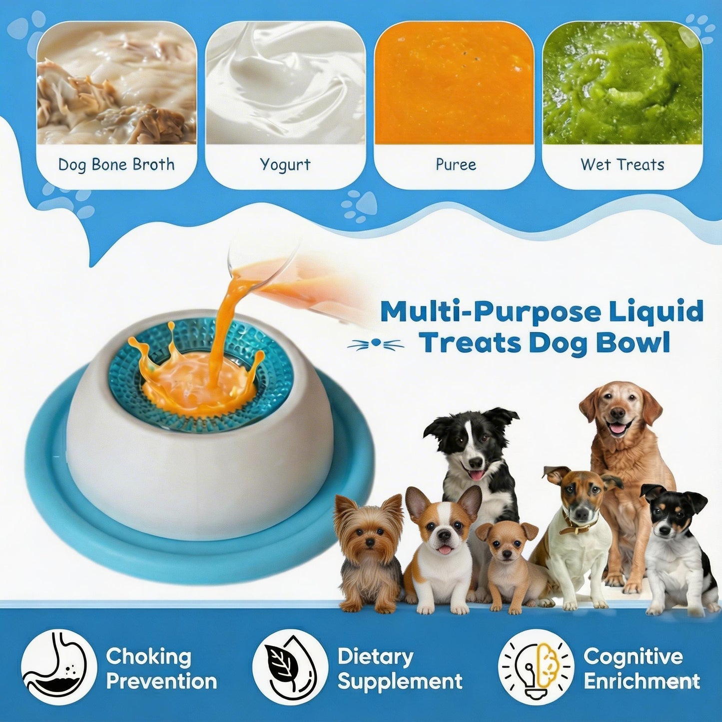 Calming Lick Bowl for Dogs – Anxiety Relief Slow Feeder with Non-Slip Base & Freezable Treat Reservoir