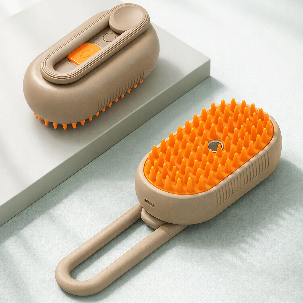 🐱 3-in-1 Cat Steam Brush – Pet Grooming Tool with Mist Spray, Shedding Comb & Massage for Cats & Dogs
