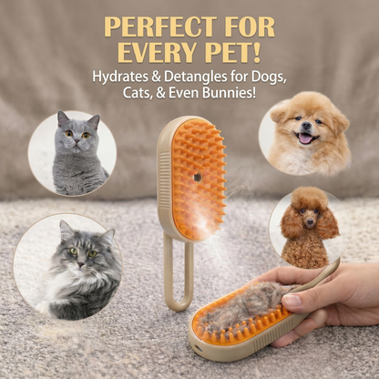 🐱 3-in-1 Cat Steam Brush – Pet Grooming Tool with Mist Spray, Shedding Comb & Massage for Cats & Dogs