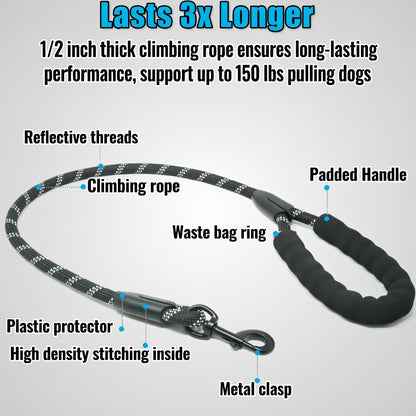 Dual Dog Leash, Double Dog Leash, 360 Swivel No Tangle Walking Leash, Shock Absorbing Bungee for Two Dogs