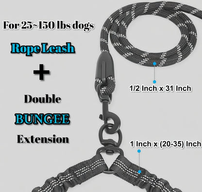Dual Dog Leash, Double Dog Leash, 360 Swivel No Tangle Walking Leash, Shock Absorbing Bungee for Two Dogs